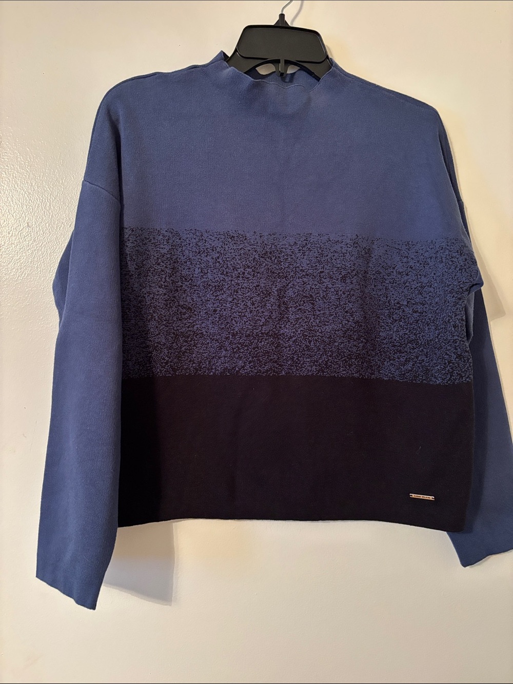 Anne Klein Blue Tone Block Crewneck Sweater
